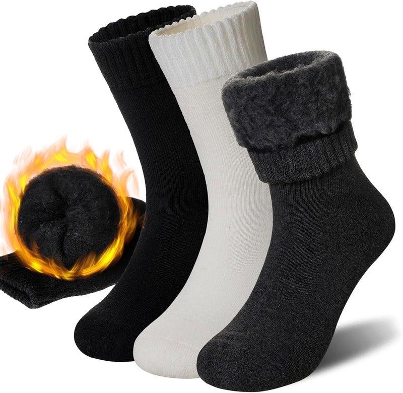 AMENLAN Store Women Heated Socks Ski Winter Thermal Hiking Snowboarding Thick Boot Insulated Socks 3 Pairs - Image 1